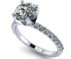 Sterling Silver 6.5mm (1ct) Round Cut Zirconia Solitaire Engagement Ring - Platinum Plated - Size 4
