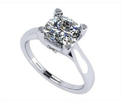 Elegant NANA Jewels 1.50ct Cushion Cut CZ Lucita Engagement Ring - Platinum Plated, Size 4