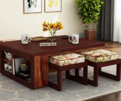 Coffee Table Sets: Buy Wooden Coffee Table with Chairs & Stools Online at Wooden Street