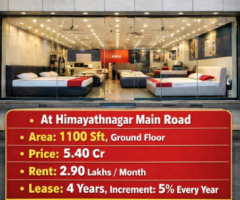SALE OF COMMERCIAL PROPERTY WITH LEADING MATTRESS BRANDED AT HIMAYATHNAGAR MAIN ROAD