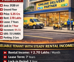 Sale of commercial property with Tenant of Online delivery partner at KPHB main road