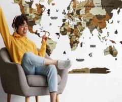 Buy online Wooden World Map