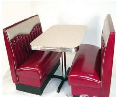 Find real metal banding with a chrome column base in Diner booths for restaurants