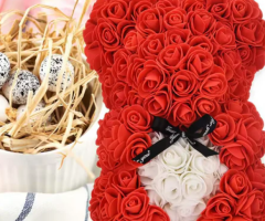 Big Rose Teddy Bear – Red Rose Flower Bear Decoration