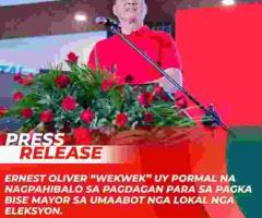 Ernest Oliver "Wekwek" Uy Declares Candidacy for Vice Mayor in 2025 Local Elections