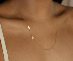Custom Sideways Initial Necklace For Gift