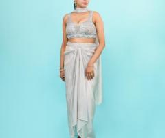 Crop Top Dhoti Set with Choker Dupatta