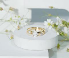 Rosec Jewels Lab Grown Diamond 5x7mm Teardrop Double Band Engagement Ring – Modern Elegance