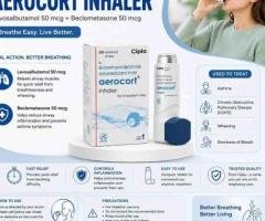 Aerocort Inhaler Combination of (Levosalbutamol 50Mcg + Beclometasone 50Mcg)