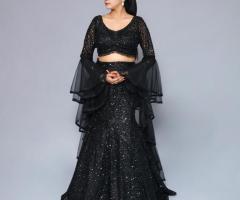 Elegant Black Mermaid-Style Ceremonial Lehenga