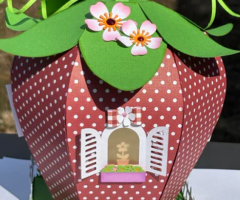 Whimsical strawberry house, Create a fun 3D spring papercraft with 12x12 cardstock.