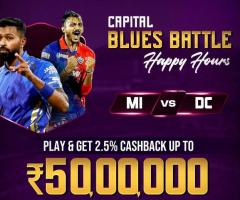 Celebrate MI vs DC on May 21 with Kheloexch’s Exclusive 2.5% Cashback Offer!
