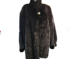 Black Dyed Mink Chevron Cut Stroller