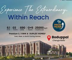 Premium 2, 3 BHK Gated Community Apartments in Boduppal, Hyd