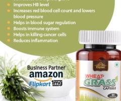 Wheat grass capsule is a storehouse of vitamins & beneficial to the thyroid.