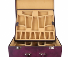 Royal chess mall -Signature Leatherette Coffer Storage Box -Burgundy- Chess Pieces of 4 - 1