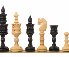 Royal chess mall-Hand Carved Lotus Series Chess Pieces set in Weighted Ebony Wood - 1