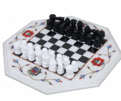 Marble Stone Chess Pieces & Board Set -Inlay Handcrafted Work- 12" boa – royalchessmall