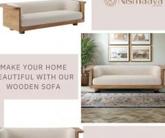 Buy our wooden sofa and embrace the allure of natural beauty in your living room.