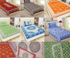 Printed Glace Cotton Single Bed Sheets With Pillow Cover