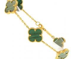 22ct Gold Green Clover Leaf Bracelet | 14.50mm