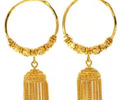 22ct Gold Hoop Jhumkay Earrings | Width 1.27 Inches