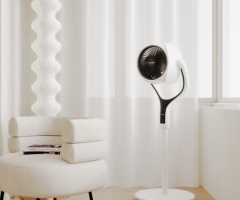 Space Modern Pedestal Fan with 3D Tilt, Feather Touch Controls & LED Backlight 2026