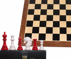 Mogul Staunton Lacquered Chess Pieces with 23" Ebony & Maple Wood – Royal Chess Mall India - 1