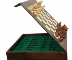 Leatherette 10 inch Travel Chess set & Storage- With Wooden Magnetic P – royalchessmall - 1