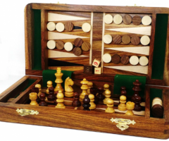 2 in 1 Magnetic Travel Chess set in Golden Rosewood