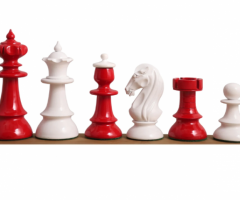 Austrian Coffee House Chess Set- Chess Pieces Only - Lacquered Red And White- 4.1" King