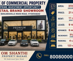 SALE OF COMMERCIAL PROPERTY RETAIL BRAND SHOWROOM AT BANJARAHILLS MAIN ROAD