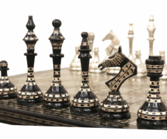 Soviet Inspired Brass Metal Luxury Chess Pieces & Board Set- 14" - 1