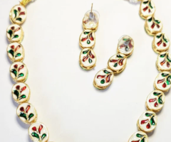 Kundan single line long necklace for women & girls  - Aakarshans