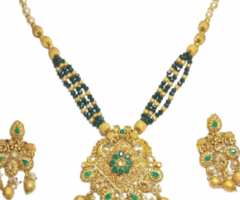 BRASS NECKLACE WITH WHITE PEARL - Aakarshans