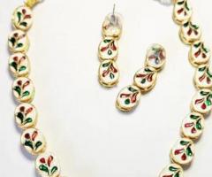 Kundan single line long necklace for women & girls in Dehli- Aakarshans