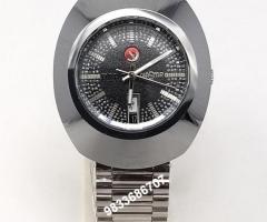 Rado Dia Star Full Silver Diamond Studded Black Dial Automatic Watch