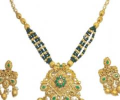 BRASS NECKLACE WITH WHITE PEARL in Chandigarh- Aakarshans