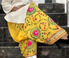 Buy Pulkari hand work embroidery cotton salwar online