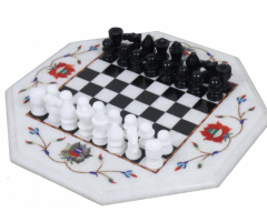 Marble Stone Chess Pieces & Board Set -Inlay Handcrafted Work- 12" boa – Royal Chess Mall India