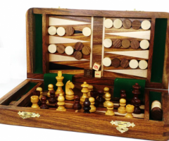 2 in 1 Magnetic Travel Chess set in Golden Rosewood 10 inches – Royal Chess Mall India - 1